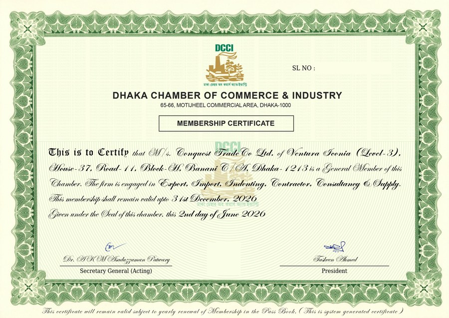 DCCI Membership Certificate — Conquest TradeCo Ltd.